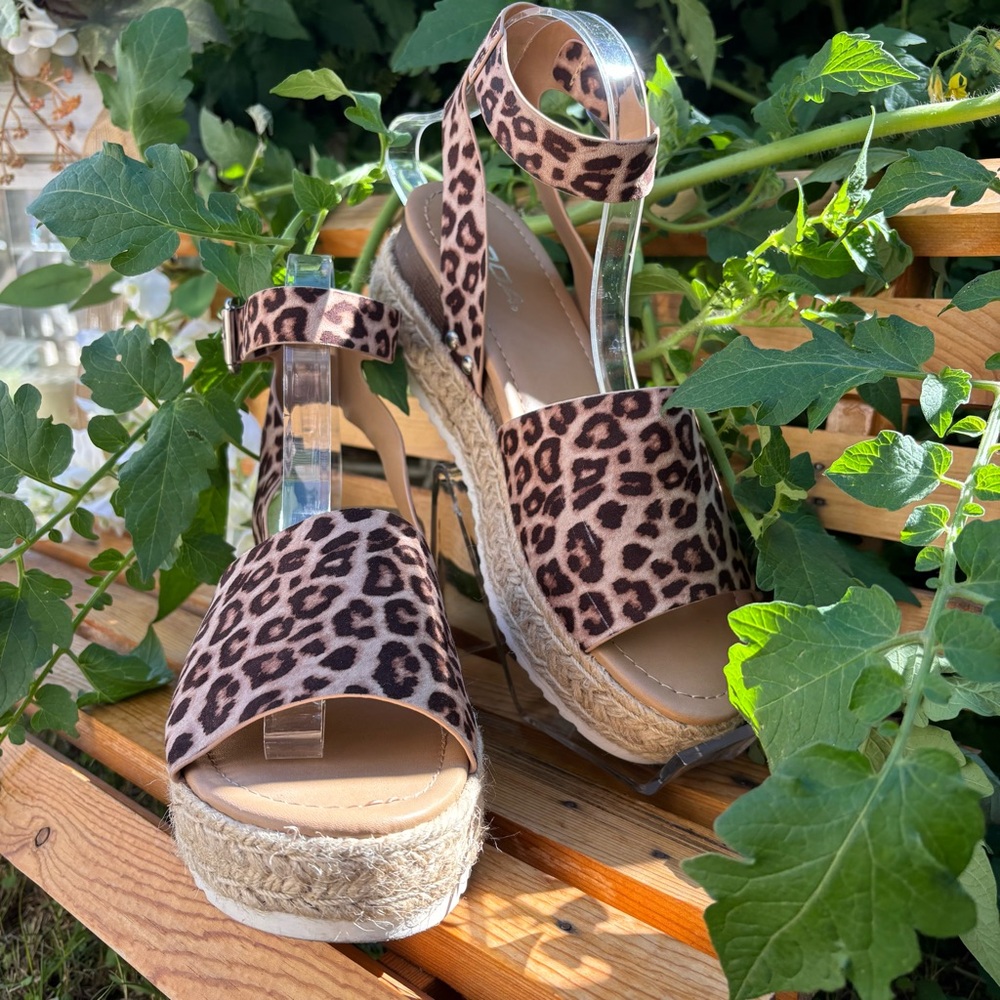 Soda Leopard Print‎ Espadrille Sandals